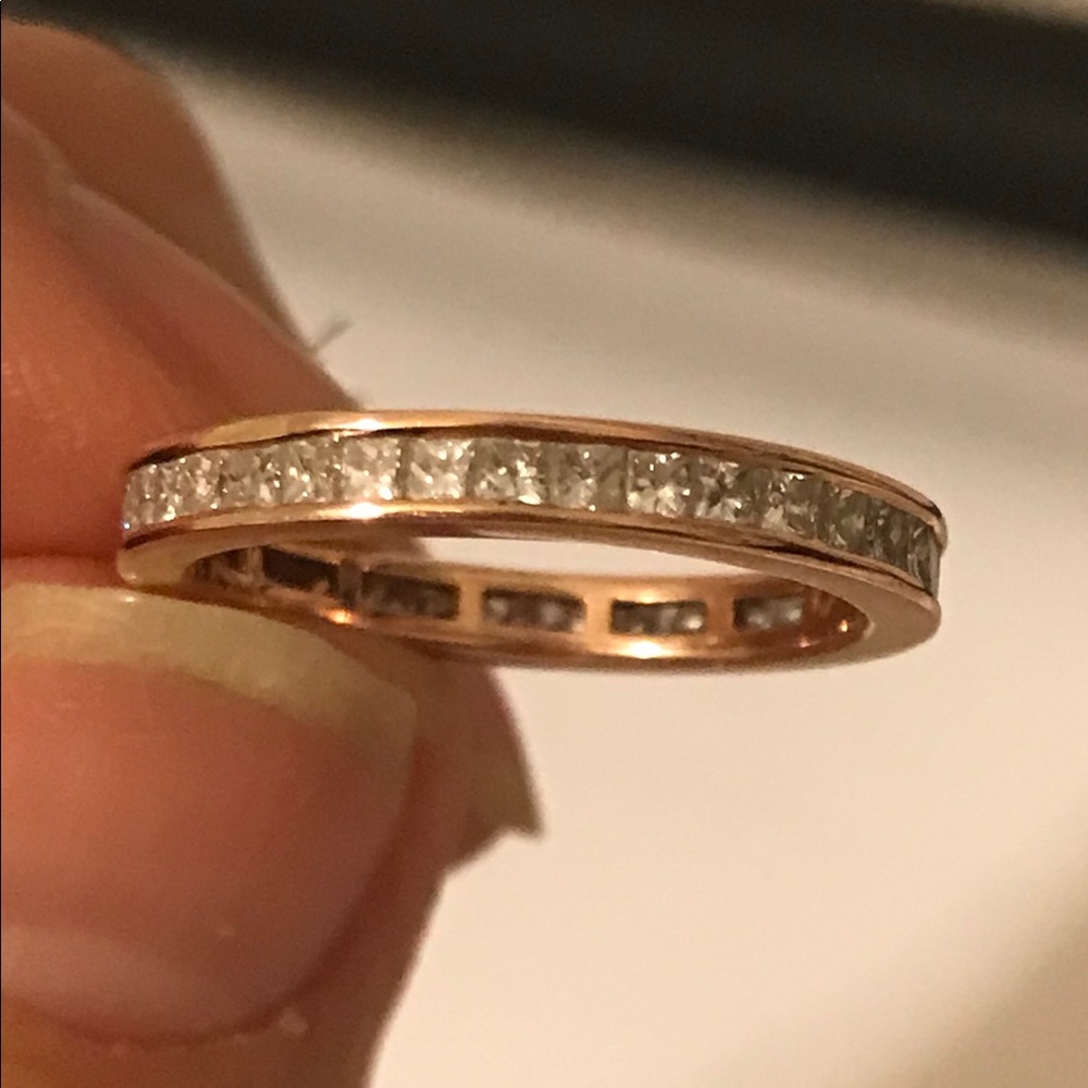 Diamond Eternity Wedding Band Solid 14k rose gold